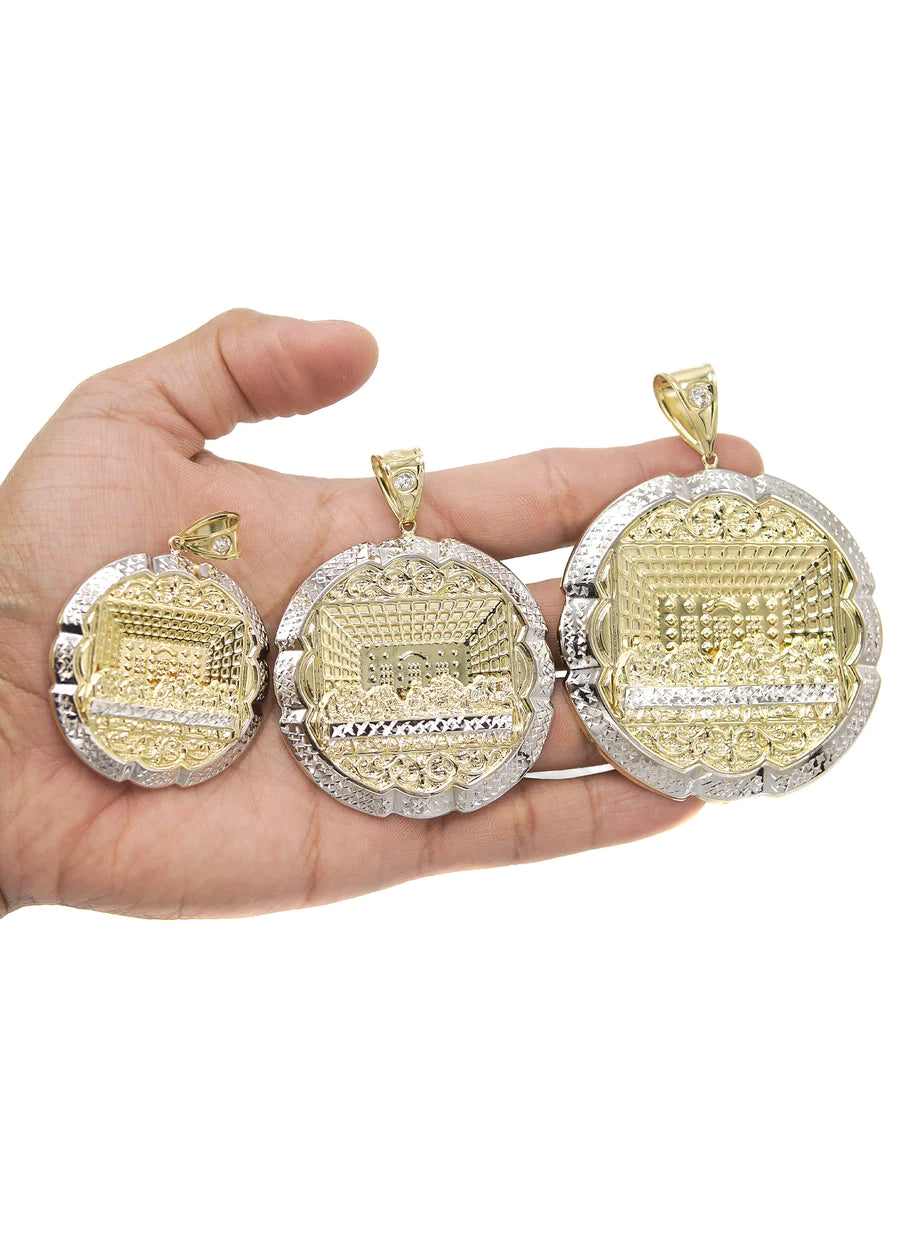 Round Last Supper Pendant - Yellow Gold | Customizable Size | 10K