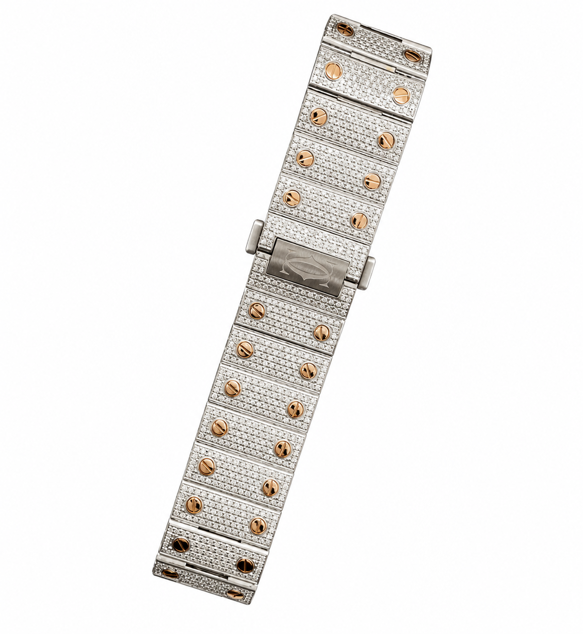 Cartier Santos Rose & White 40MM 12CTW Natural Diamond Bussdown Iced Out Mens Watch