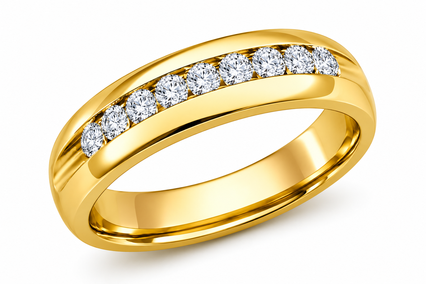 Men's 10kt 7 Stone Lab Diamond Channel Set Wedding Band