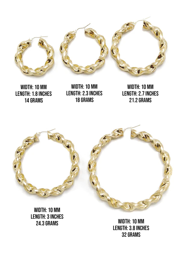 10K Womens Gold Hoop Earrings | Customizable Size | 10MM