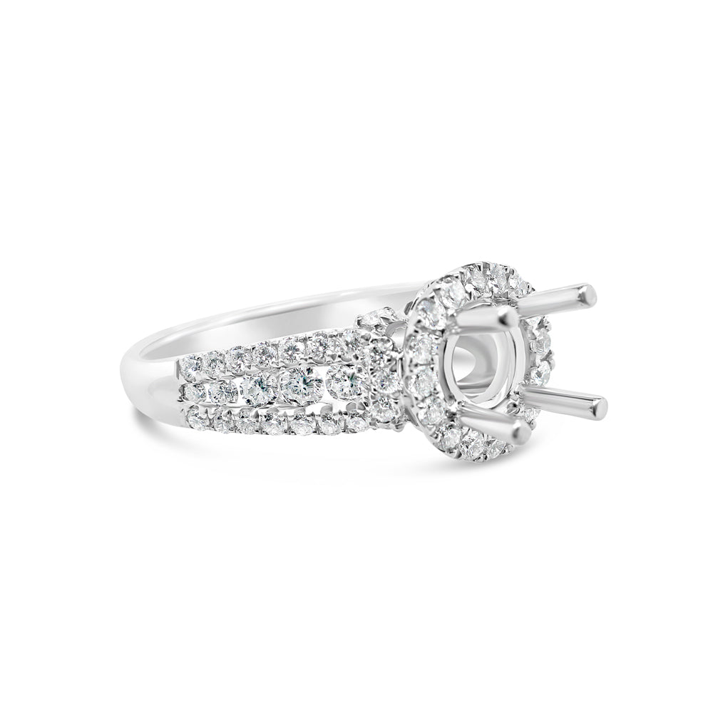 Gold Diamond | Semi Mount -Fits 2.5CT Stone | Engagement Ring | 18K | 0.80 CTW