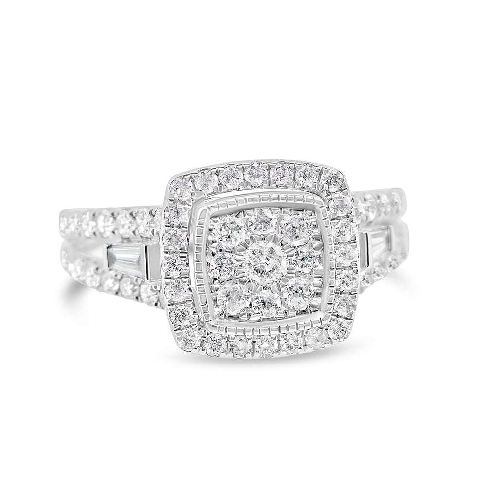 Gold Diamond Square Engagement Ring | 10K | 0.95 CTW