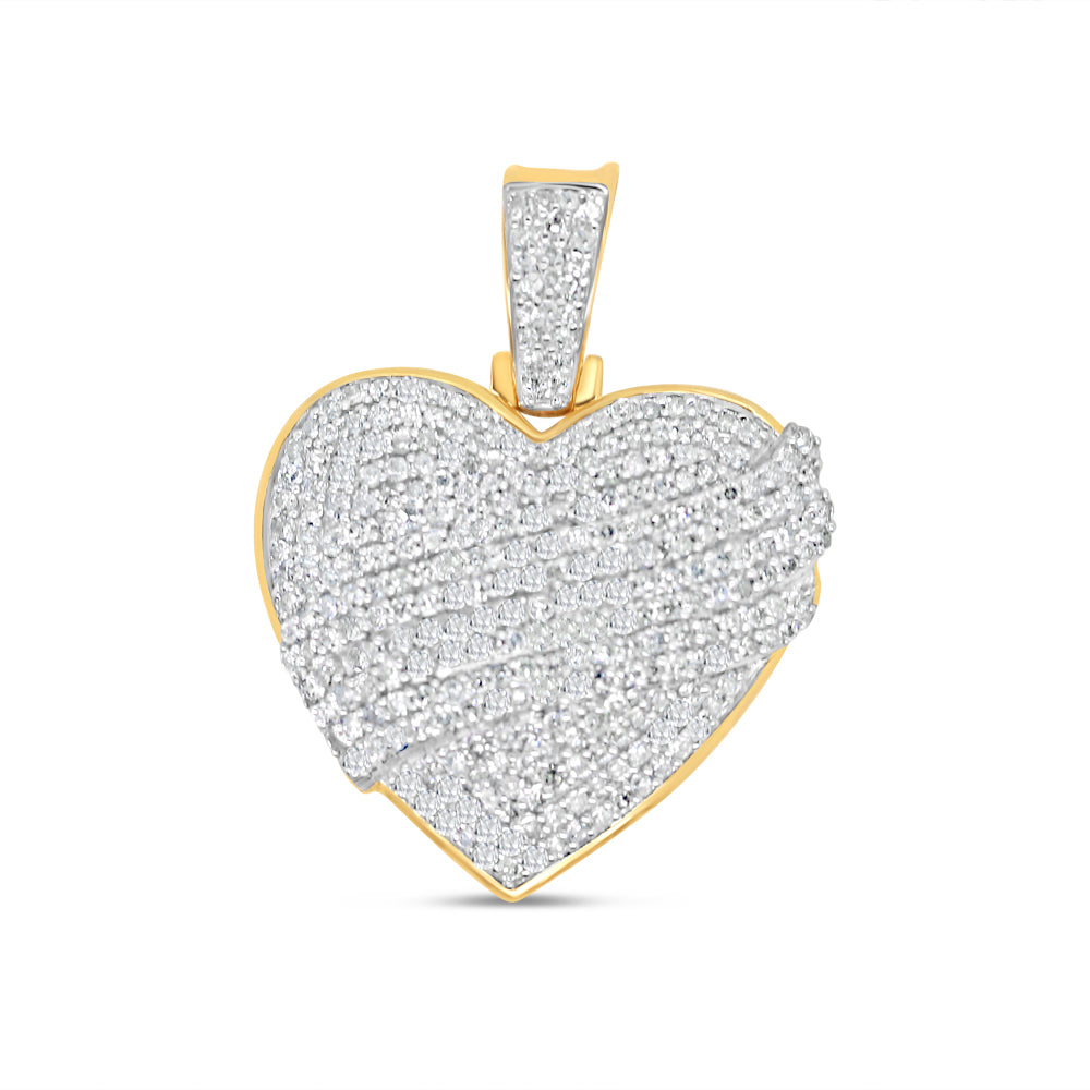 Ribbon Heart - Yellow Gold Diamond Pendant | 1.30CTW | 10K