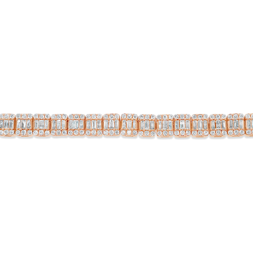 14K Yellow Gold 4.69CT Baguette and Round Diamond Bracelet