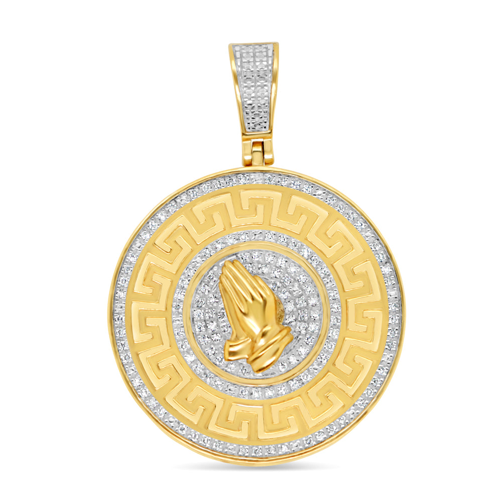Versace Prayer - Yellow Gold Diamond Pendant | 0.50CTW | 10K | 25.8MM