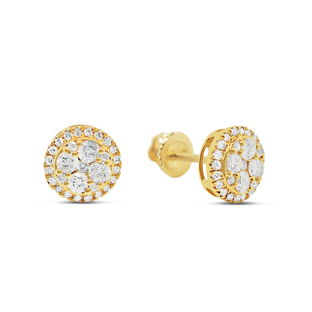 14k Gold Diamond Round Earrings 7.5mm .55CTW