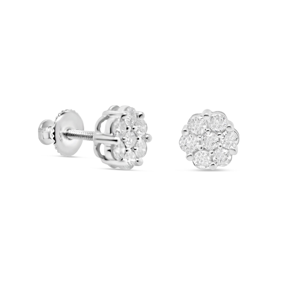 14k Gold Diamond Square Earrings 7mm 1.39CTW
