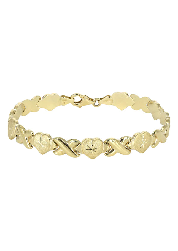 YELLOW GOLD "XO HEART" BRACELET FOR WOMEN 10K/14K