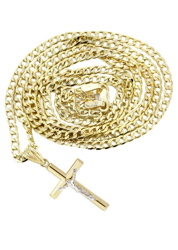 10K Gold Crucifix / Cross Necklace For Men | 3.1 Grams