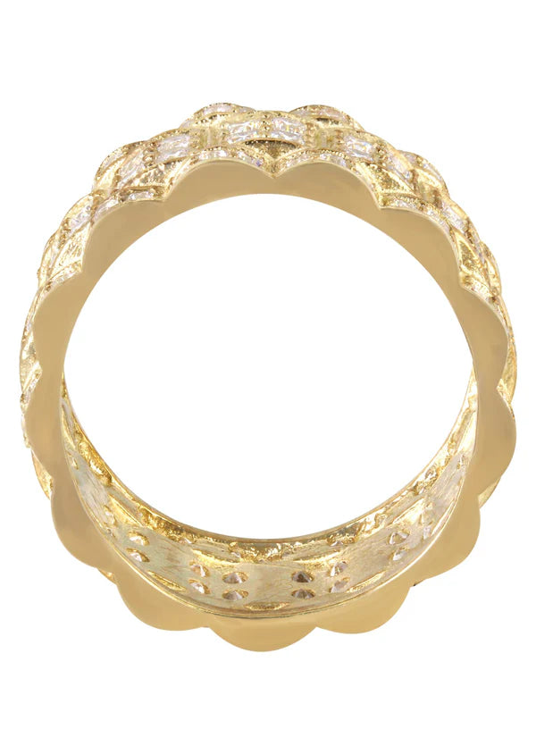 Mens Eternity Wedding Band Pinky Ring | 10K Solid Yellow Gold | Style #3