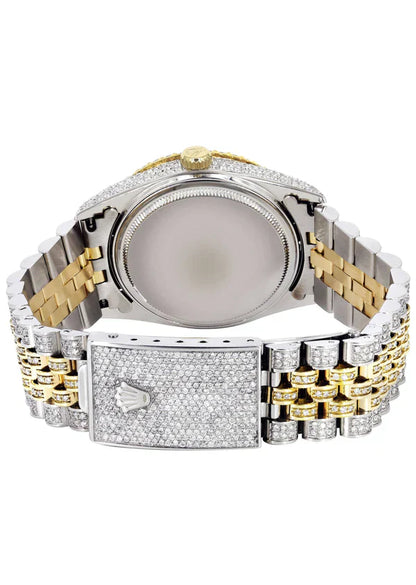 Iced Out Rolex Datejust | 36MM | Black Roman Diamond Dial | Two Tone | Diamond Jubilee Band