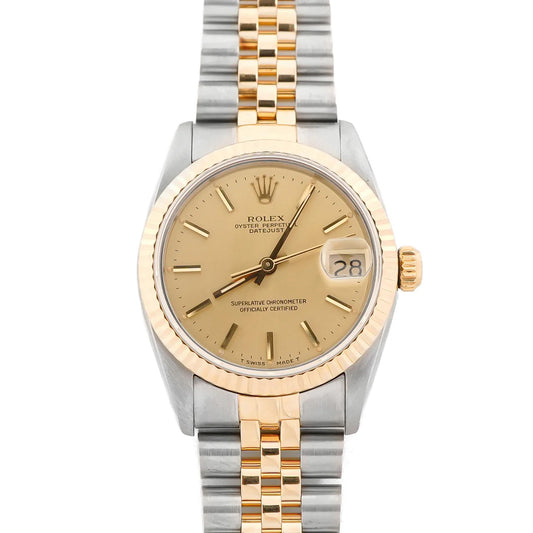 Rolex  Datejust 31 mm Fluted Bezel Champagne Index Dial Jubilee Band