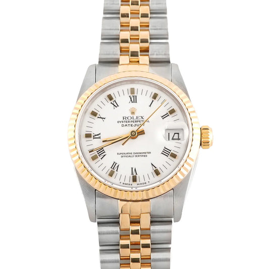 Rolex  Datejust 31 mm Fluted Bezel White Roman Dial Jubilee Band