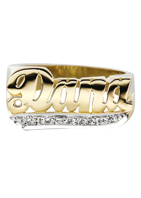 Personalized Name Ring | 14K Diamond | Yellow Gold | Size Options Available