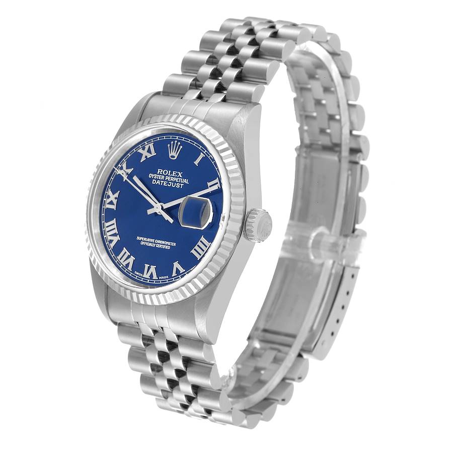Rolex Datejust Watch 16234 for Men | 36MM | Blue Roman Dial | Steel White Gold