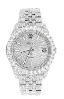Diamond Fully Iced Out "Bust Down" Rolex Datejust Watch | 41MM | Full Diamond Dial