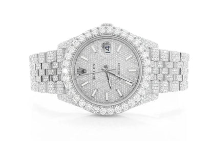 Diamond Fully Iced Out "Bust Down" Rolex Datejust Watch | 41MM | Full Diamond Dial