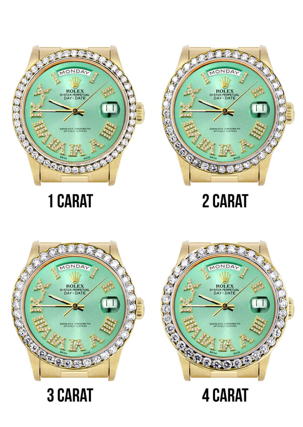 Rolex Day-Date Presidential | Model 18238 | 18K Yellow Gold | 36MM | Diamond Bezel | Light Green Diamond Roman
