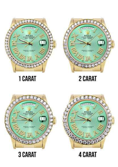 Rolex Day-Date Presidential | Model 18238 | 18K Yellow Gold | 36MM | Diamond Bezel | Light Green Diamond Roman