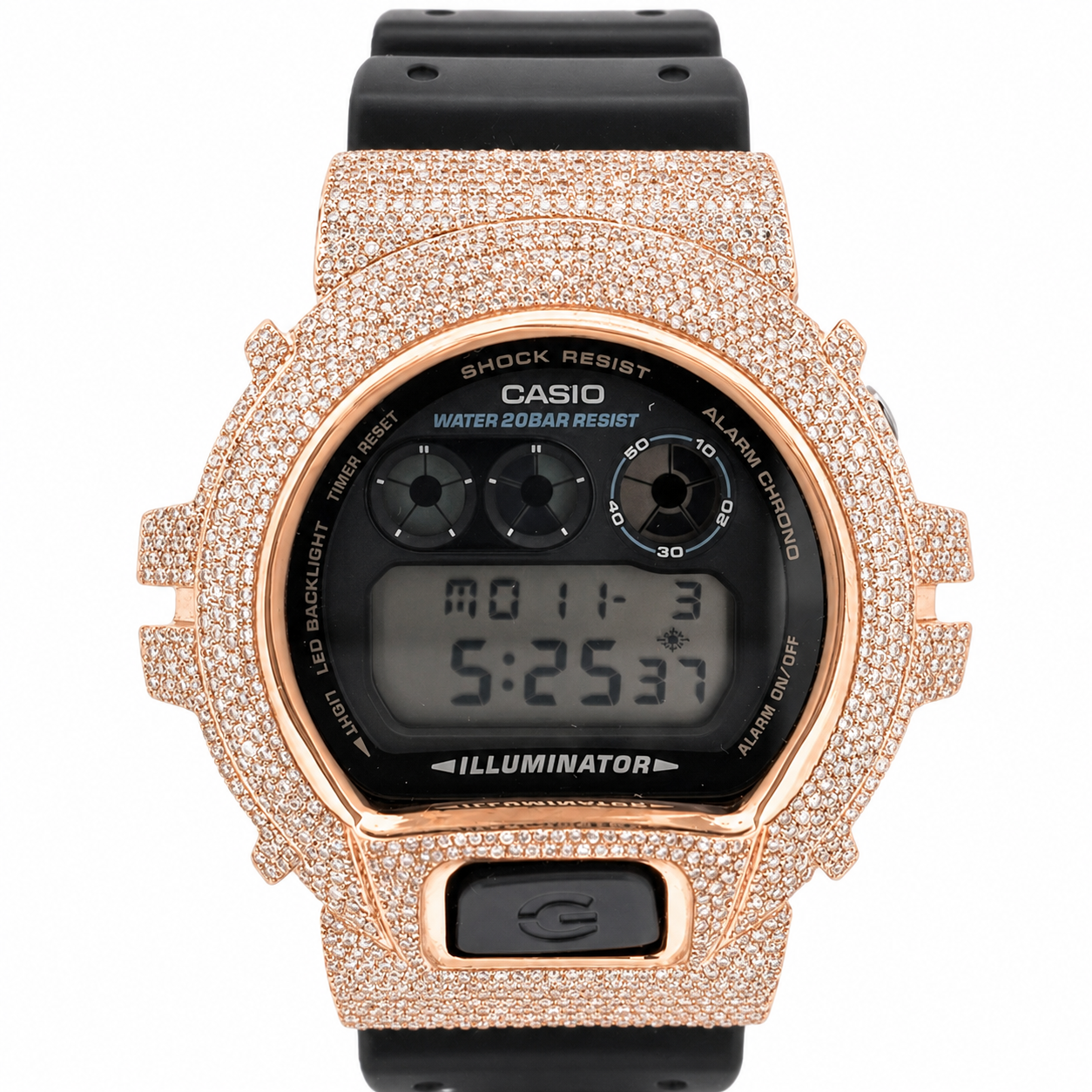 Casio G-Shock White Steel Iced Out Diamond Watch 4.60CT