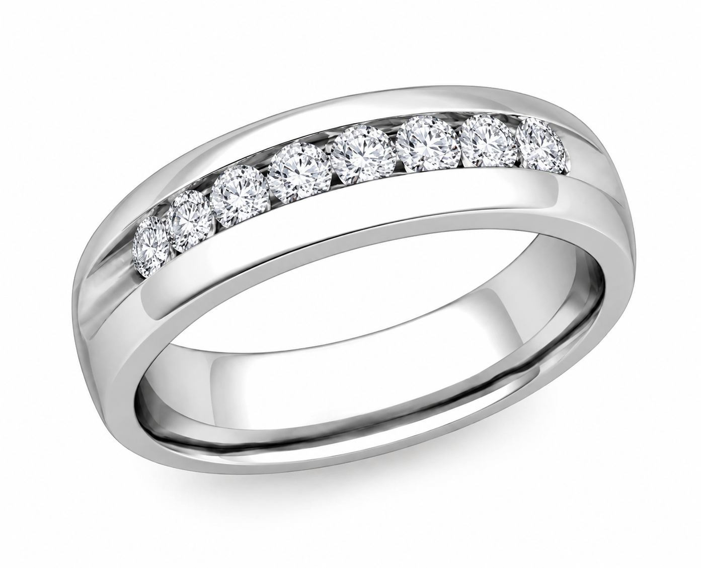 Men's 10kt 7 Stone Lab Diamond Channel Set Wedding Band