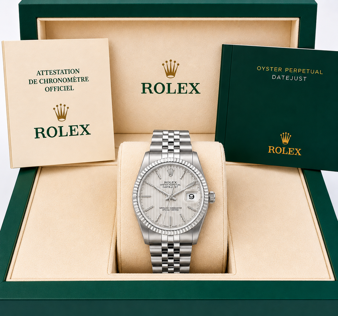 Rolex Datejust Watch | 36MM | Tapestry Dial | Jubilee Band  16014 B & P