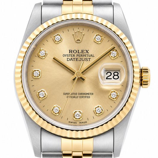 Rolex Datejust Watch 16013 | 36MM | Custom Jubille Band Champagne Diamond Dial