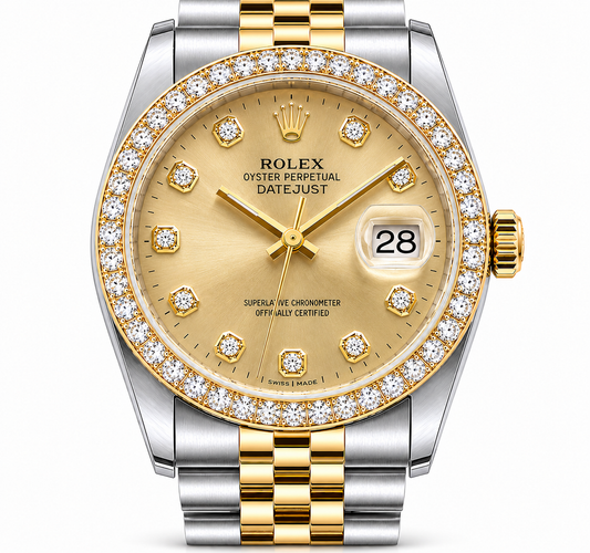 Rolex Datejust Watch | 31MM | Champagne  Diamond Dial | Diamond Bezel  | Jubilee Band | 1.35ct