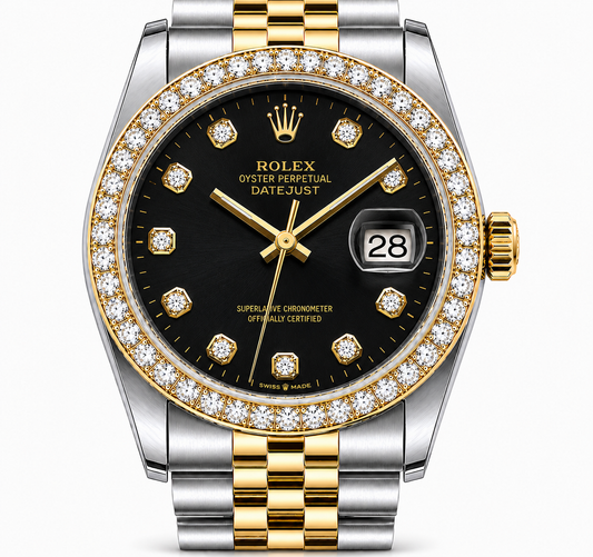 Rolex Datejust Watch | 31MM | Black Diamond Dial | Diamond Bezel  | Jubilee Band | 1.35ct