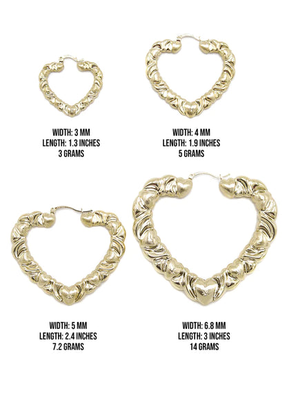 10K Womens Gold Heart Hoop Earrings | Customizable Size | 3-7MM