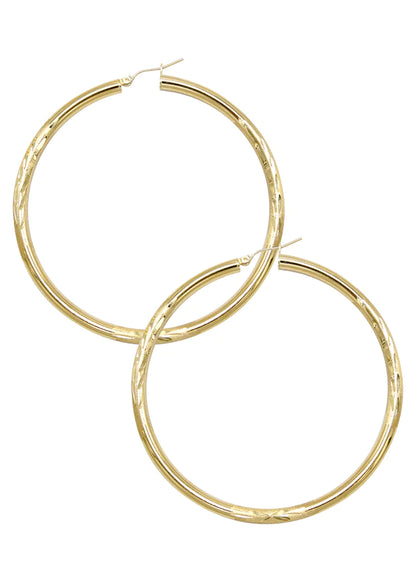 10K Womens Gold Hoop Earrings | Customizable Size | 3MM