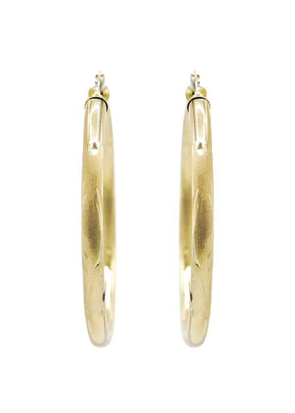 10K Womens Gold Hoop Earrings | Customizable Size | 4MM