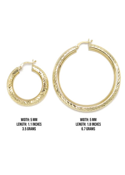 10K Womens Gold Hoop Earrings | Customizable Size | 5MM