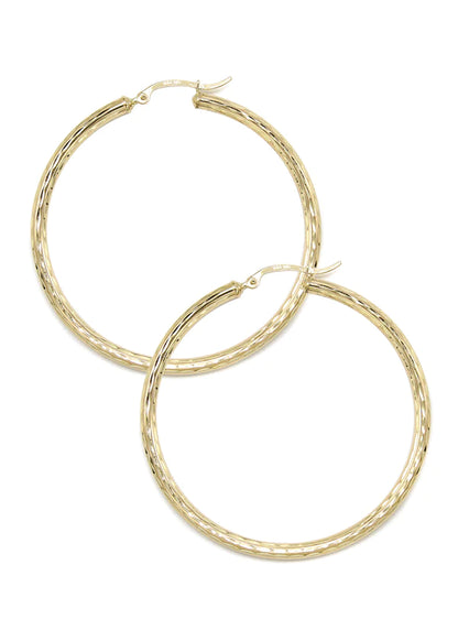 10K Womens Gold Hoop Earrings | Customizable Size | 3MM