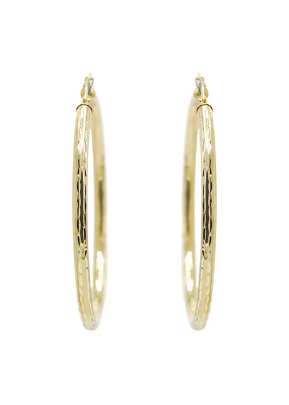 10K Womens Gold Hoop Earrings | Customizable Size | 3MM