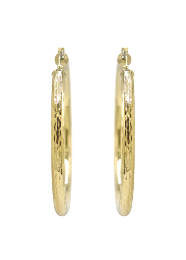 10K Womens Gold Hoop Earrings | Customizable Size | 4MM