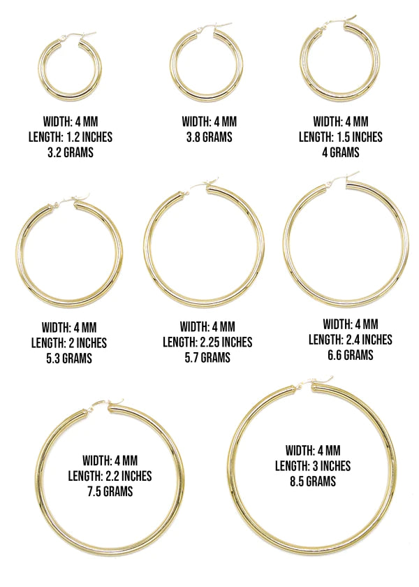 10K Womens Gold Heart Hoop Earrings | Customizable Size | 4MM