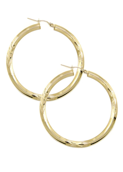10K Womens Gold Hoop Earrings | Customizable Size 3MM