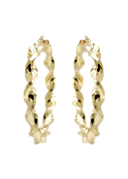 10K Womens Gold Hoop Earrings | Customizable Size | Width 8MM
