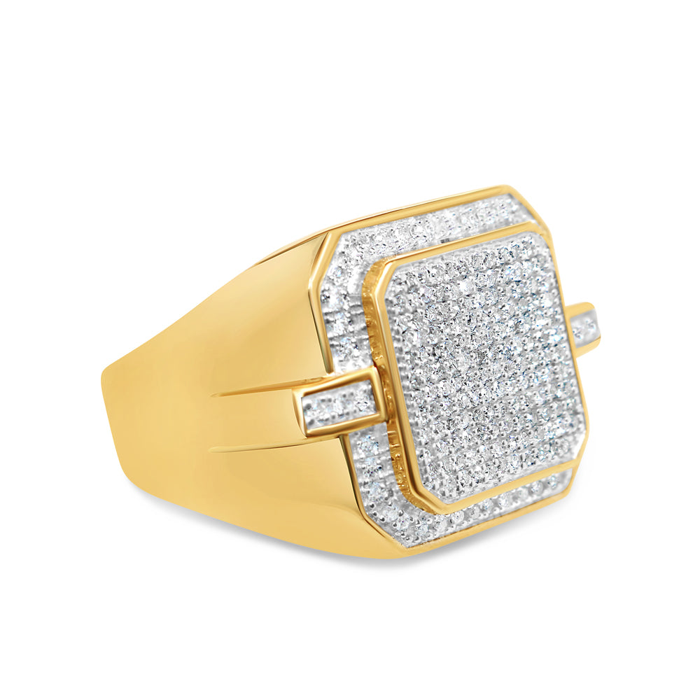 Buy Mens Diamond Square Pinky Ring 14K Yellow Gold
