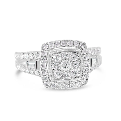 Gold Diamond Square Engagement Ring | 10K | 0.95 CTW