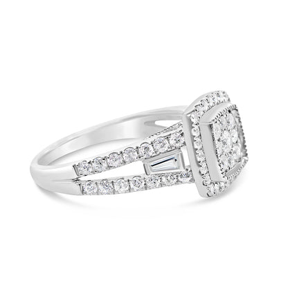 Gold Diamond Square Engagement Ring | 10K | 0.95 CTW