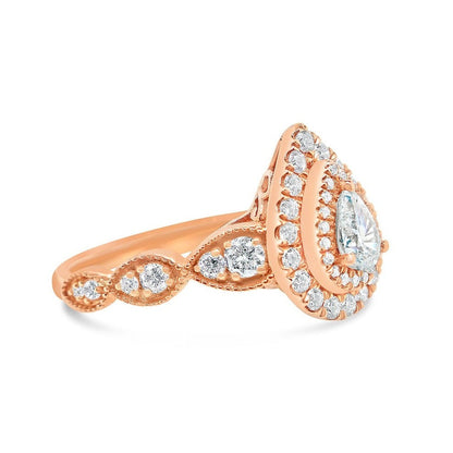 Gold Diamond Tear Drop/Pear Engagement Ring | 14K | 0.98 CTW