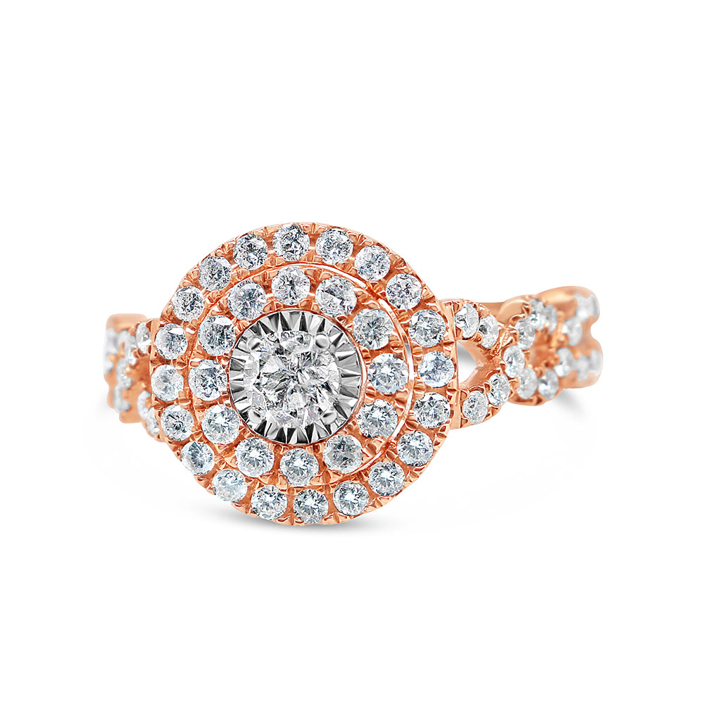 Gold Diamond Round Engagement Ring | 10K | 0.99 CTW