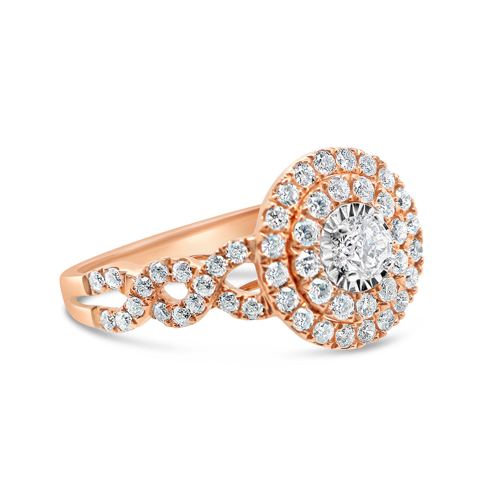 Gold Diamond Round Engagement Ring | 10K | 0.99 CTW