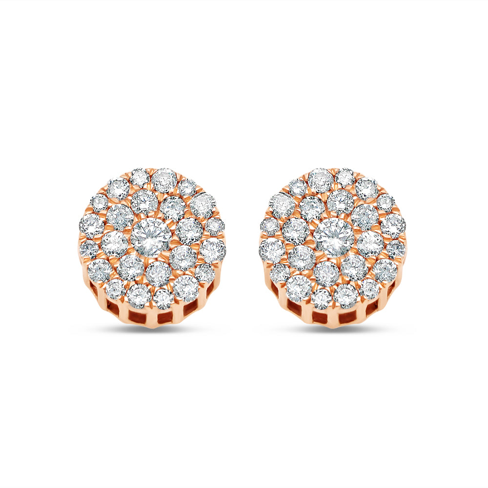 14k Gold Diamond Round Earrings 9.0mm 0.85CTW
