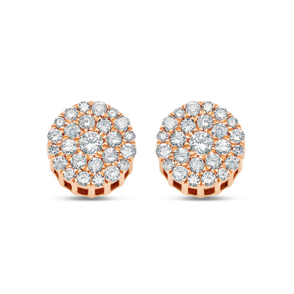 14k Gold Diamond Round Earrings 9.0mm 0.85CTW