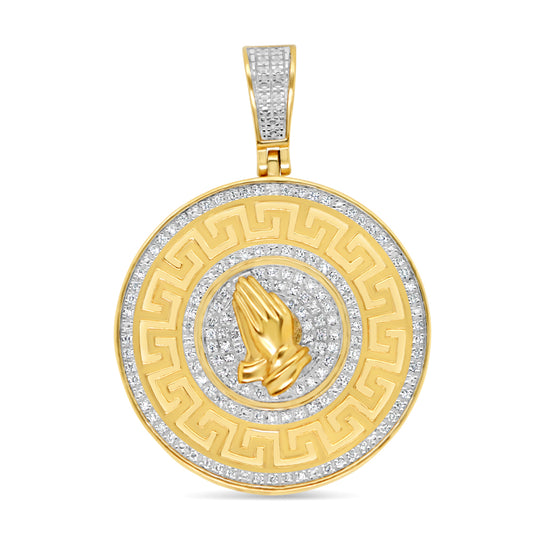Versace Prayer - Yellow Gold Diamond Pendant | 0.50CTW | 10K | 25.8MM