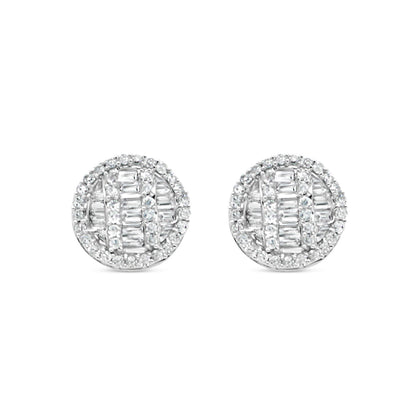 Gold Baguette and Round Diamond Round Earrings | Rose Gold 14K | 0.52CT | 8MM