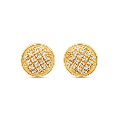 10K Yellow Gold | Diamond Full Yellow Earrings | 0.10CTW | 7.60MM